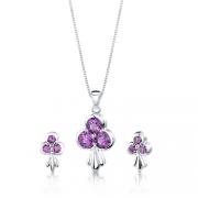2.75 cts Round Cut Amethyst Pendant Earrings in Sterling Silver 